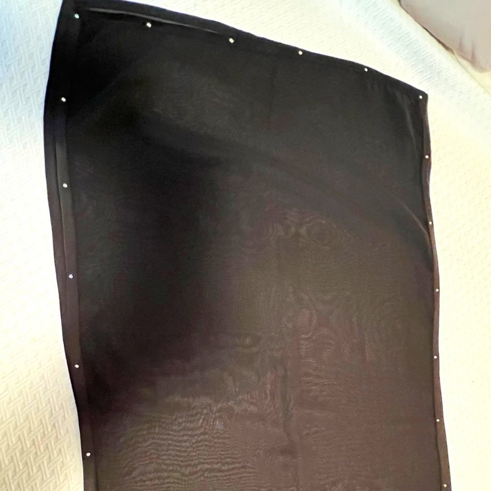 Black sheer scarf with rhinestones around the edge